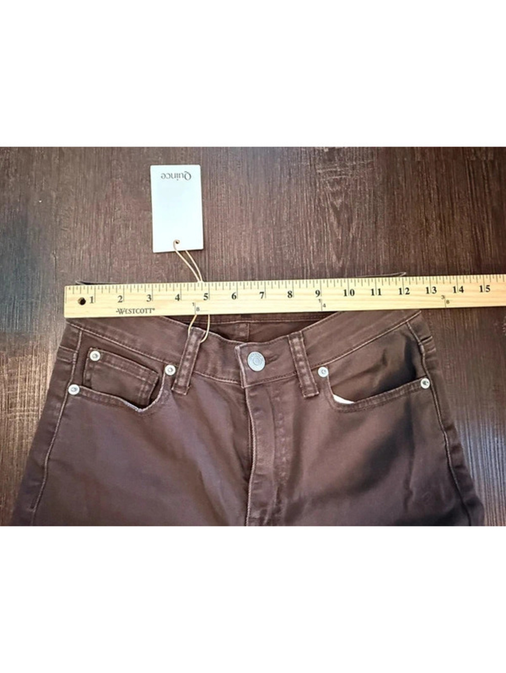 Quince Bella stretch straight jeans  coffee, brown size 26 #0094 FLAW - Picture 7 of 9